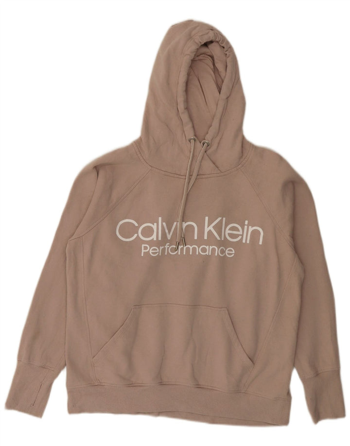 CALVIN KLEIN Damen Performance Loose Fit Kapuzenpullover UK 14 Medium Beige