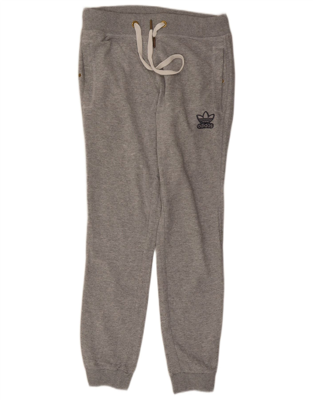 ADIDAS Damen Trainingshose Jogger UK 14 Mittelgrau gefleckte Baumwolle