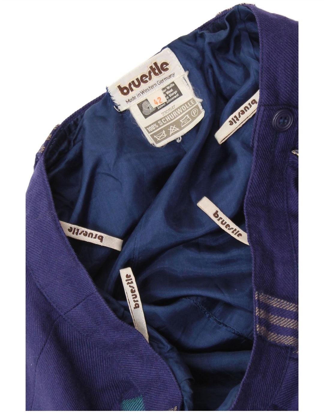 BRUESTLE Damen Faltenrock EU 42 Groß W30 L28 Marineblau gestreifte Wolle