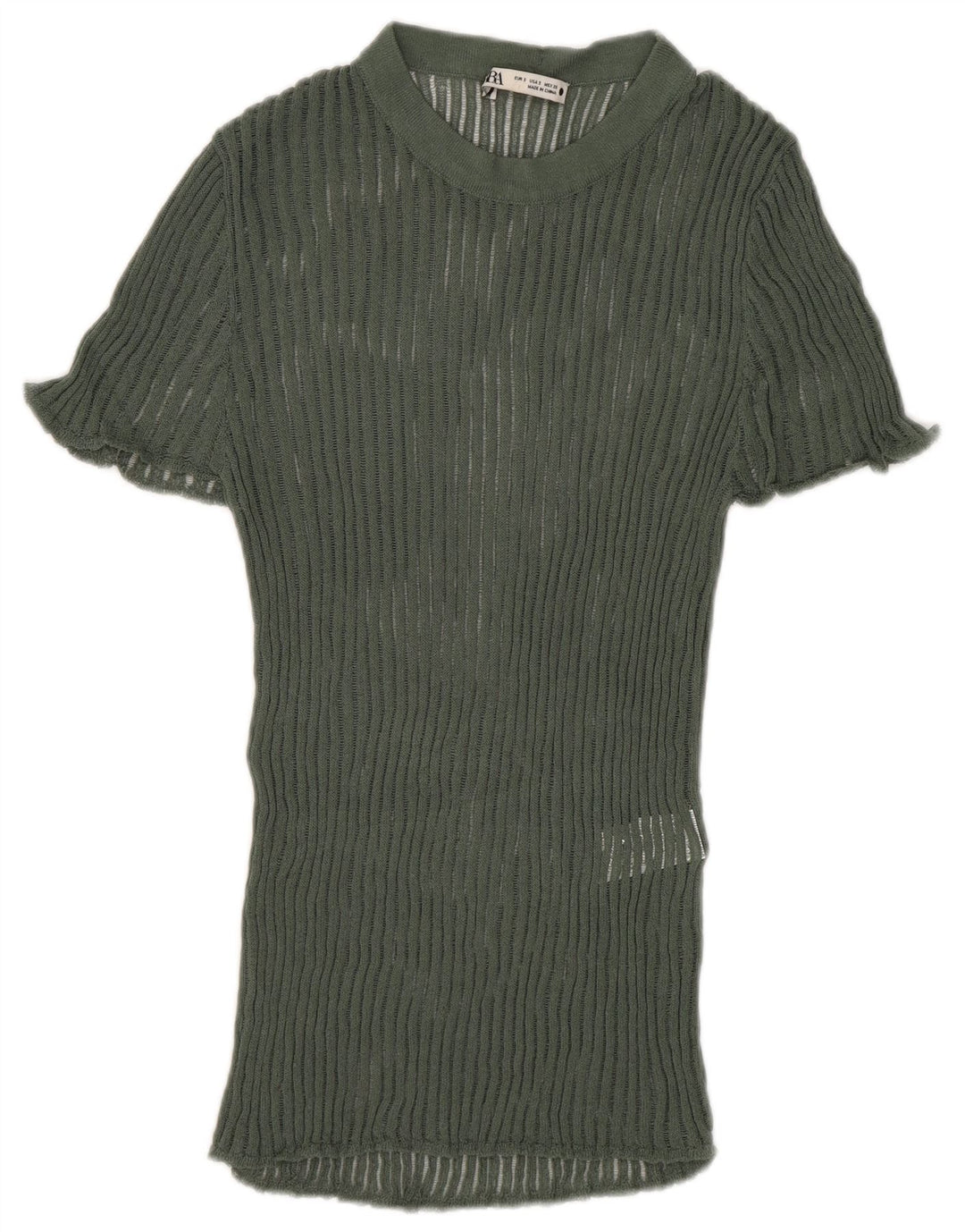 Zara Damen Strickblusenoberteil UK 8 Small Grüne Viskose
