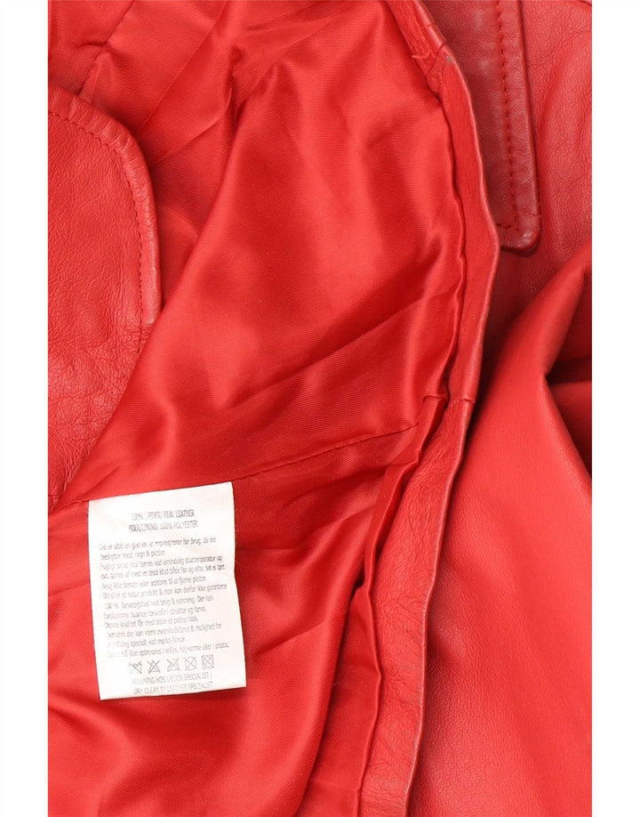 Vintage Damen 6-Knopf-Lederblazer IT 42 Mittelrot