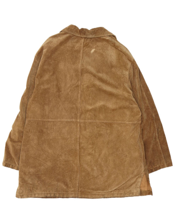 Vintage Damen Loose Fit Wildlederjacke UK 14 Mittelbraun