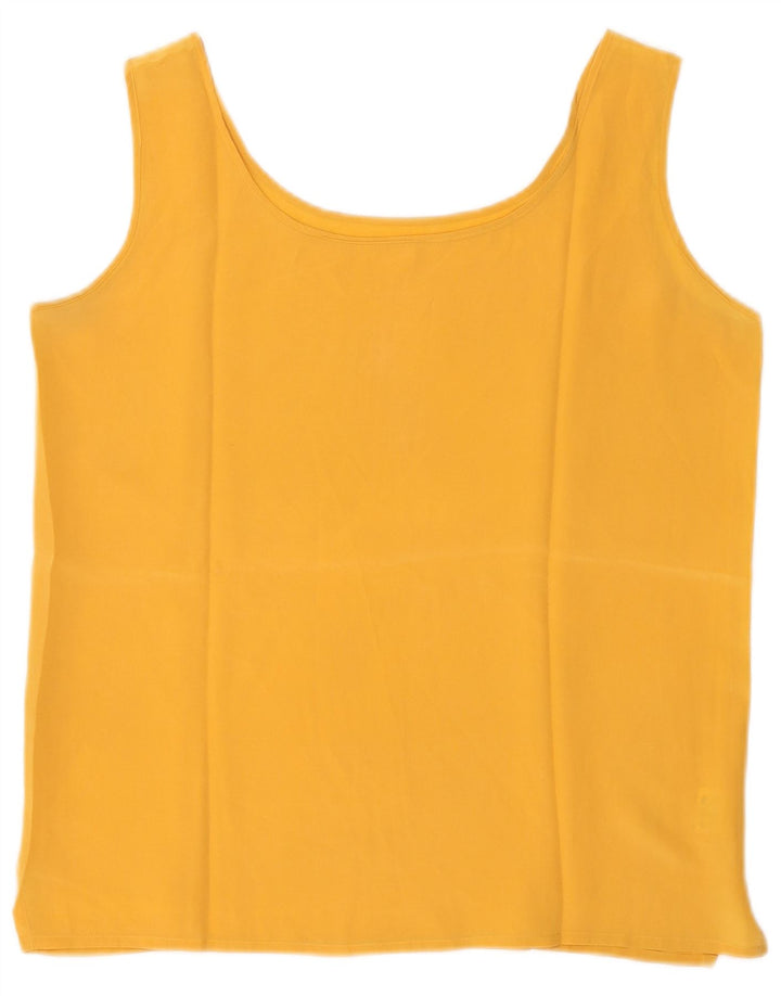 Vintage Damen Ärmelloses Crop Top UK 12 Mittelgelbe Seide