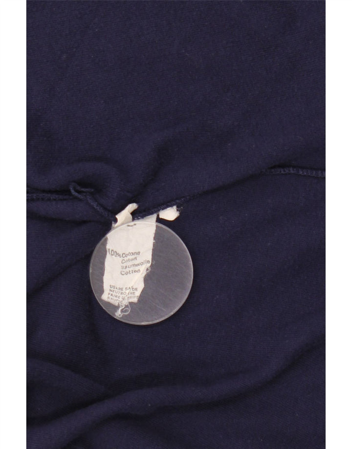 VINTAGE Damen Trainingsanzug Top Jacke UK 16 Große marineblaue Baumwolle