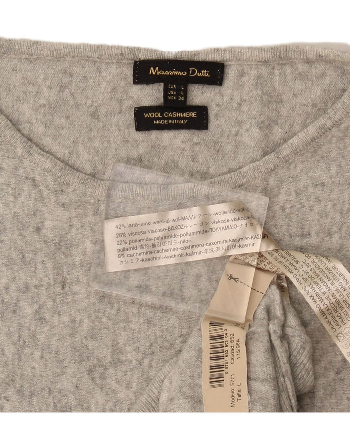 Massimo Dutti Damen-Pullover mit U-Boot-Ausschnitt, UK 16, große graue Wolle