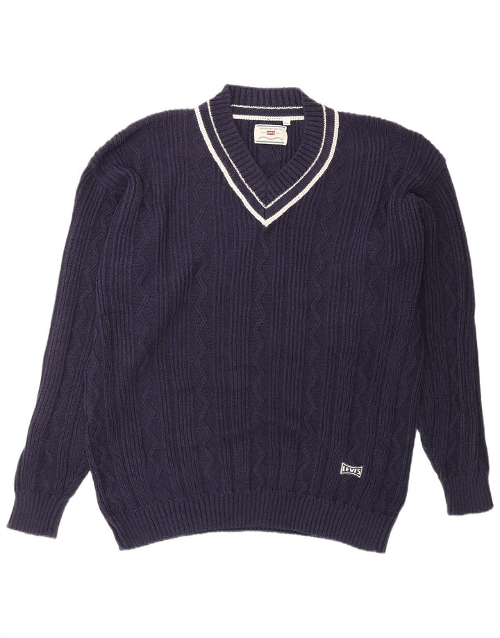 LEVI'S Herren-Pullover mit V-Ausschnitt, XL, Marineblau