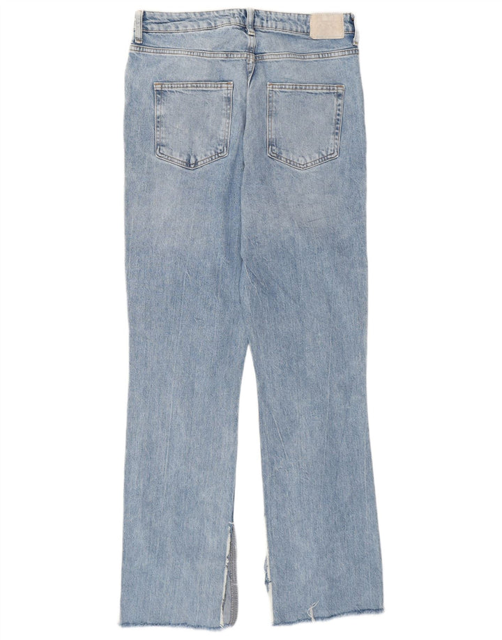 Zara Damen Distressed Straight Jeans EU 40 Medium W30 L30 Blau