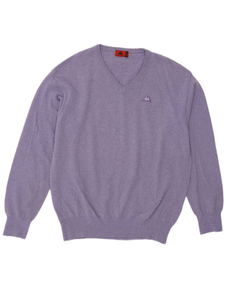 Kappa Herren-Pullover mit V-Ausschnitt, groß, violette Lammwolle