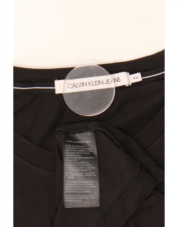 Calvin Klein Jeans Herren Grafik T-Shirt Top 2XL Schwarz Baumwolle