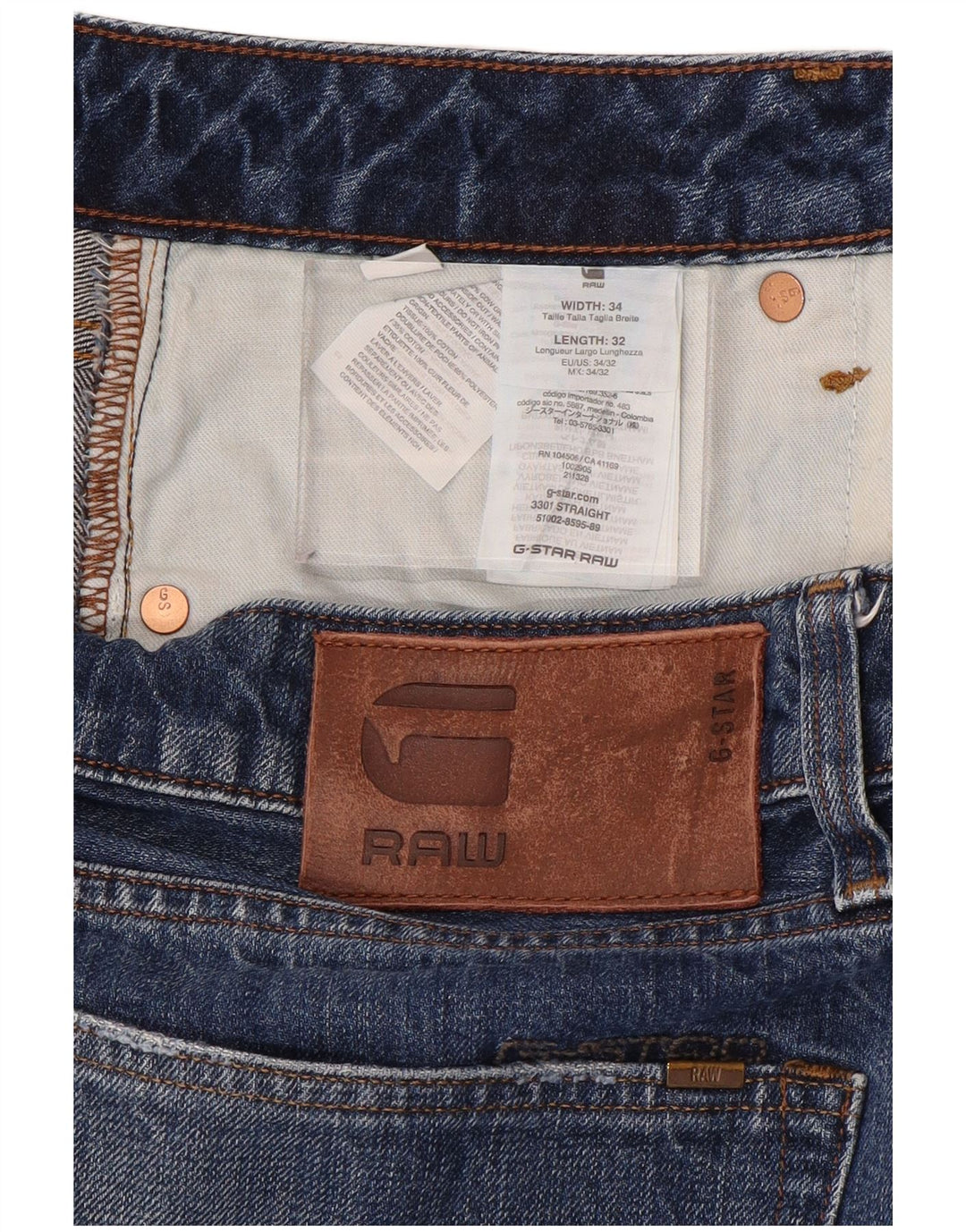 G-Star Herren Straight Jeans W34 L32 Blaue Baumwolle