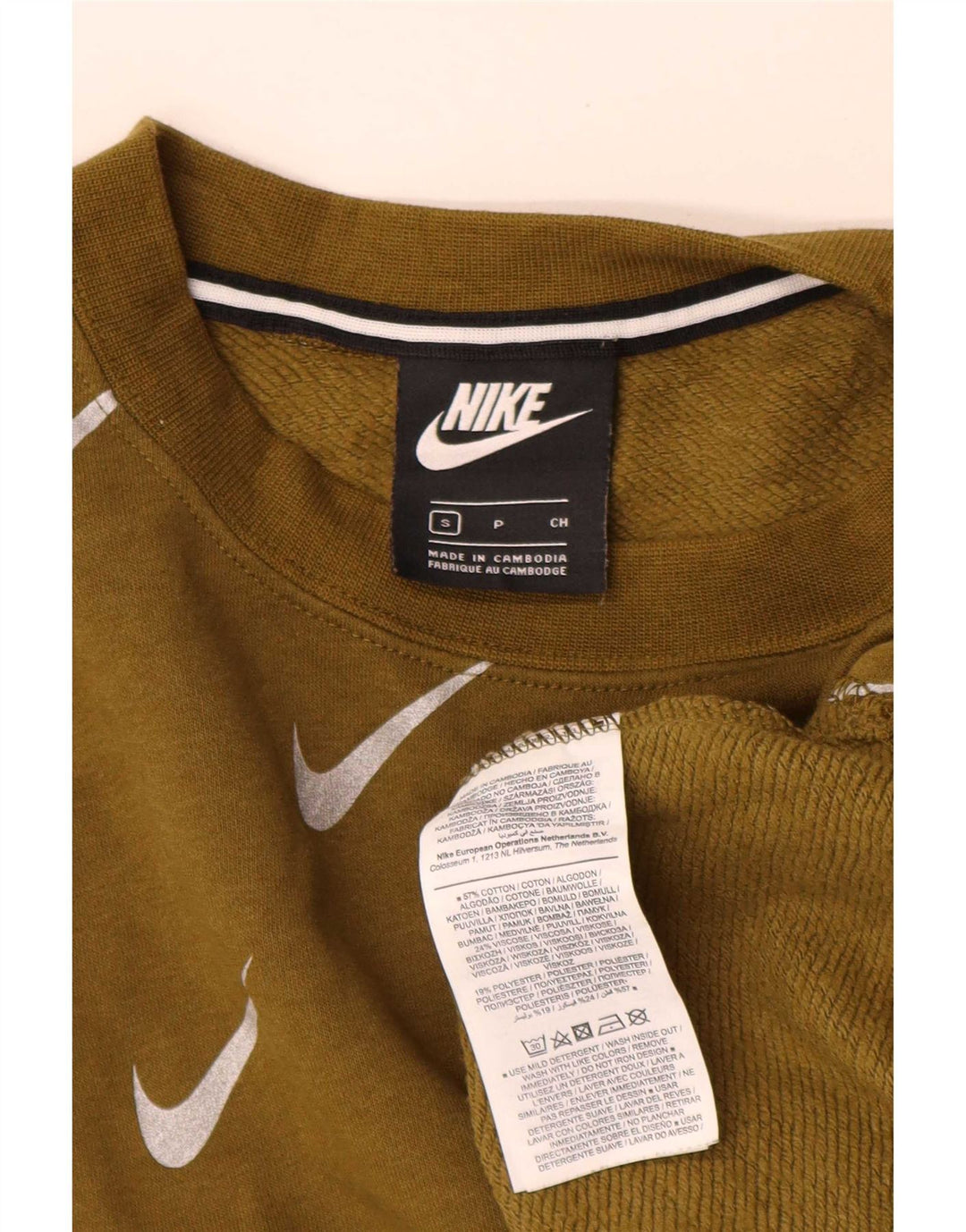 Nike Herren-Sweatshirt mit grafischer lockerer Passform, Größe S, Khaki, Baumwolle