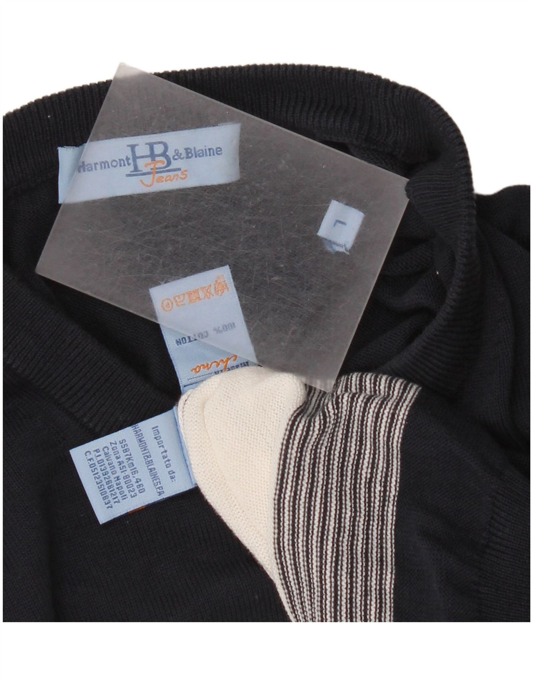 Harmont & Blaine Herren-Pullover mit Rundhalsausschnitt, groß, marineblau gestreift