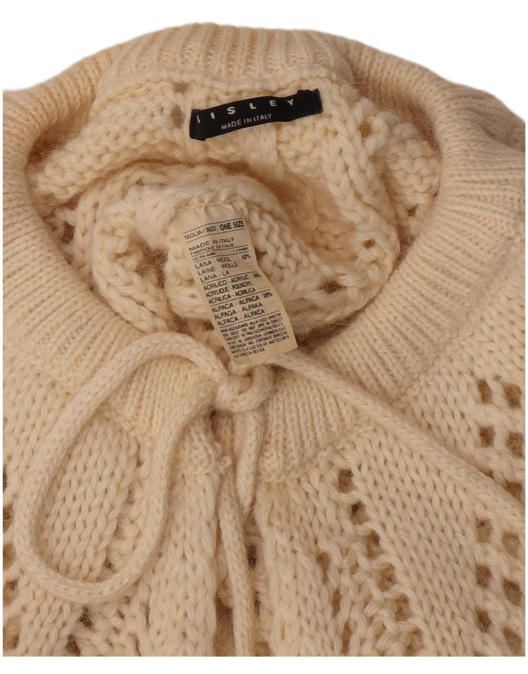 Sisley Damen Poncho-Pullover, Einheitsgröße, aus weißer Wolle