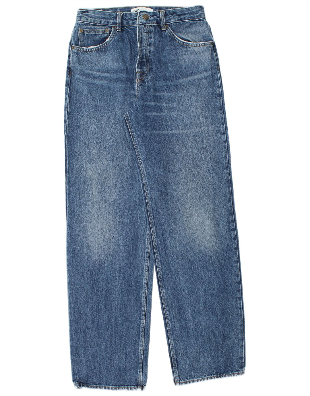 Zara Damen Straight Jeans EU 38 Small W28 L32 Blau