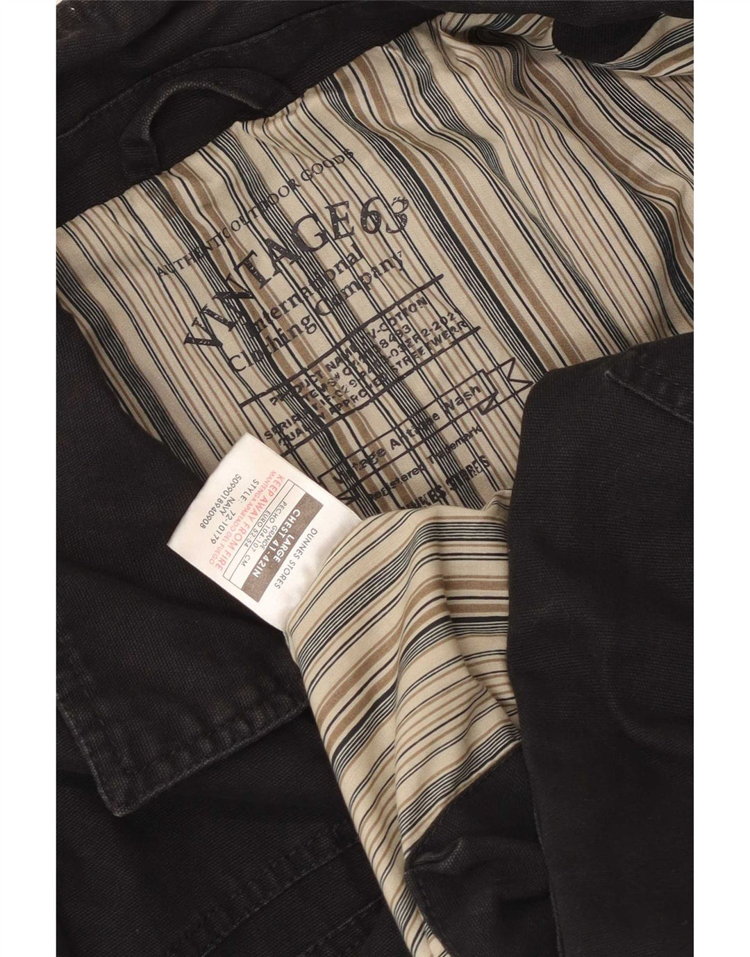 Dunnes Stores Herren-Utility-Jacke UK 40 Large Black Cotton