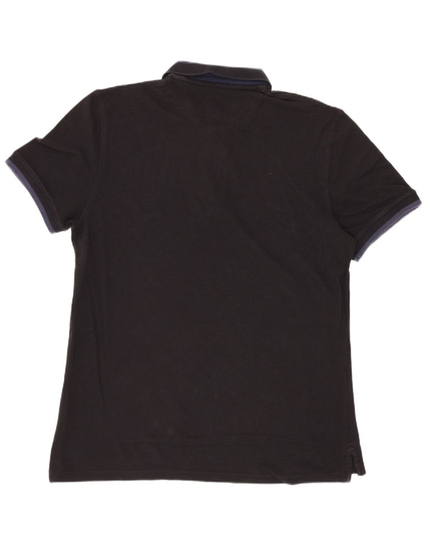 Massimo Dutti Herren-Poloshirt mit lässiger Passform, XL, Schwarz, Farbblock