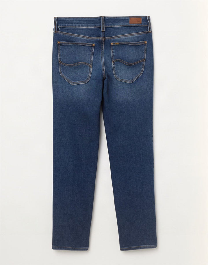 Lee Damen Marion Straight Jeans W28 L28 Blaue Baumwolle