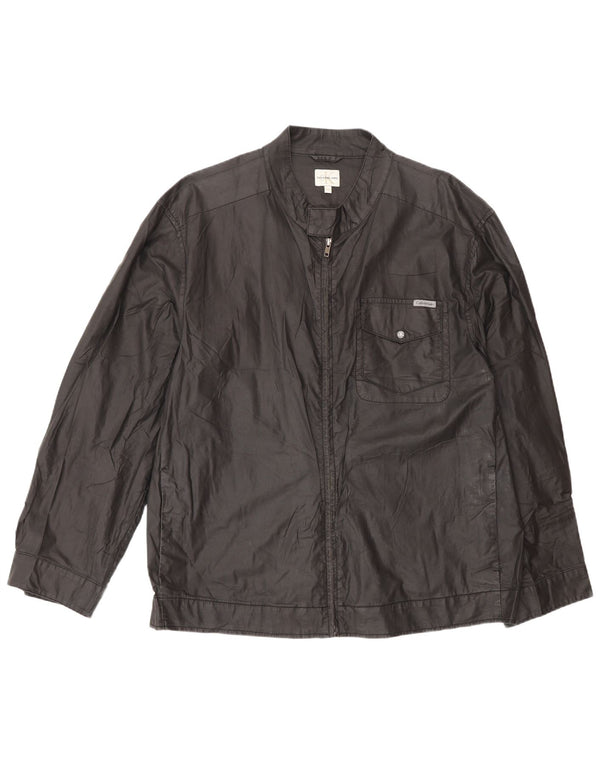Calvin Klein Jeans Herren Bomberjacke UK 44 2XL Graue Baumwolle