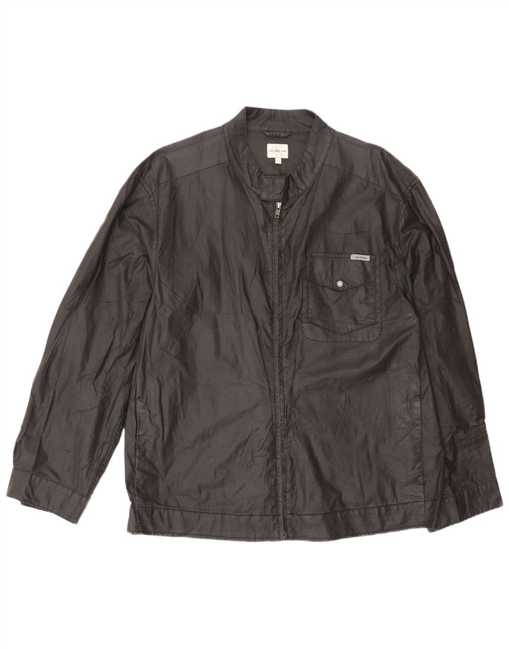 Calvin Klein Jeans Herren Bomberjacke UK 44 2XL Graue Baumwolle