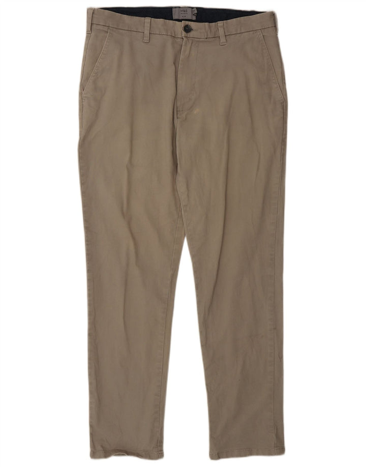 Marks & Spencer Slim Chino-Hose für Herren, W32, L29, graue Baumwolle
