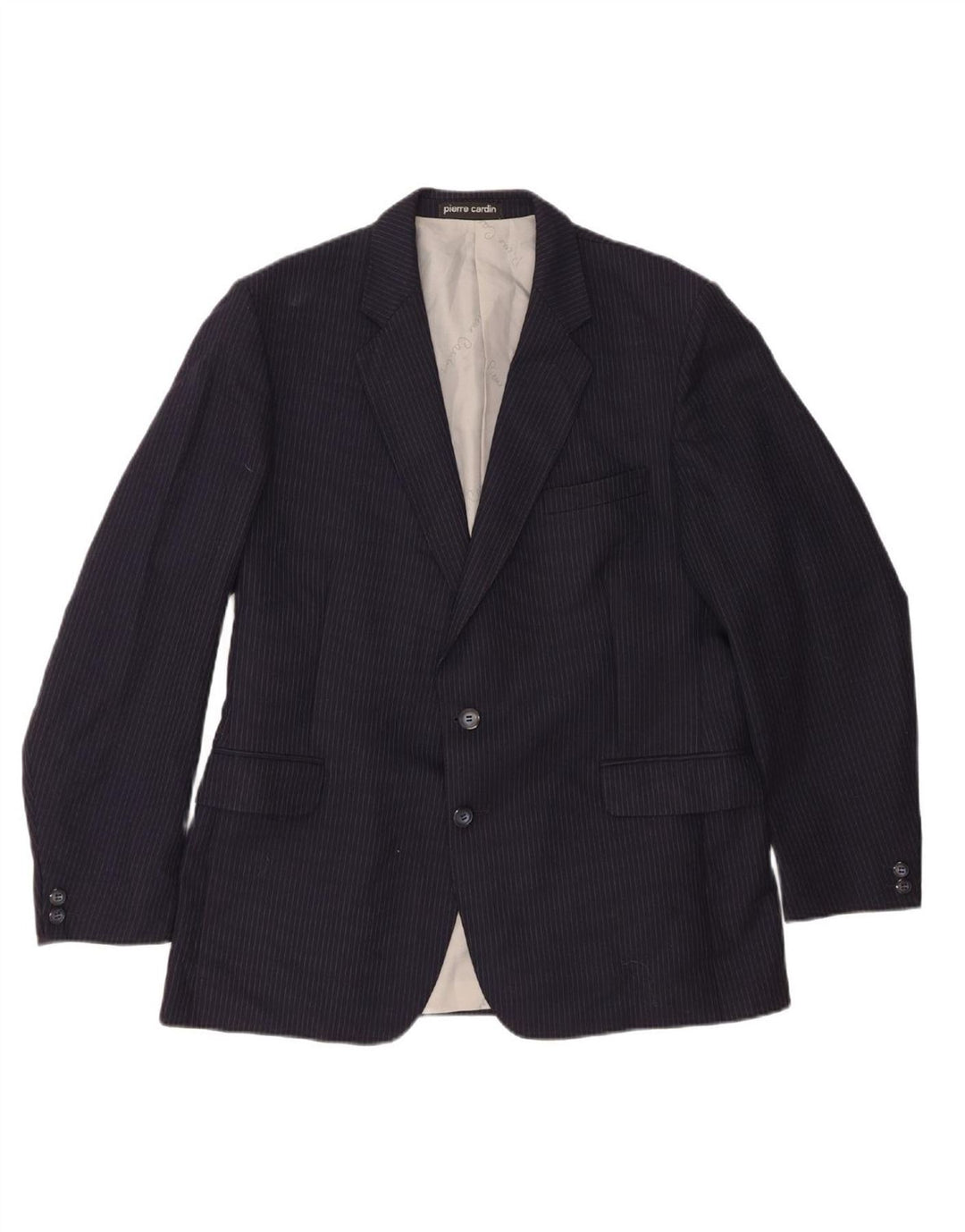 PIERRE CARDIN Mens 2 Button Blazer Jacket UK 36 Small Navy Blue Striped