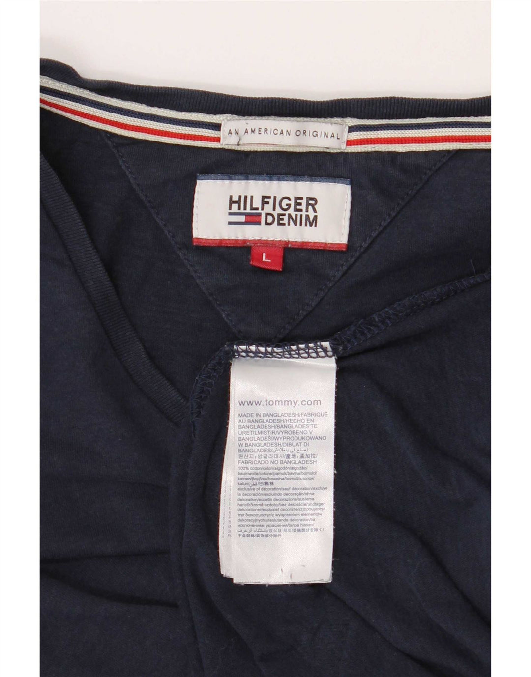 Tommy Hilfiger Herren T-Shirt Top Large Marineblau Baumwolle