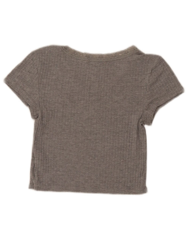 Topshop Damen Crop T-Shirt Top UK 10 Small Grau Baumwolle