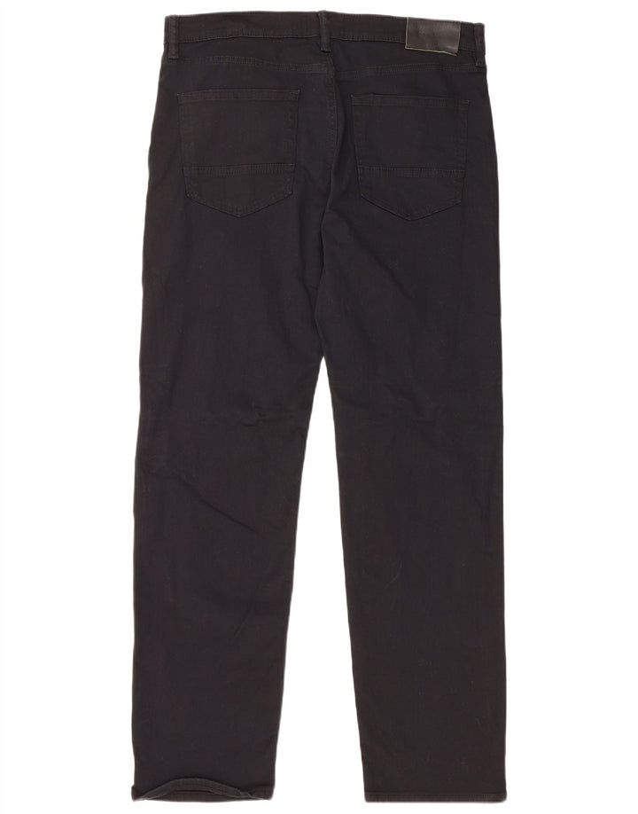 MARKS & SPENCER Herren Straight Jeans W34 L31 Schwarze Baumwolle