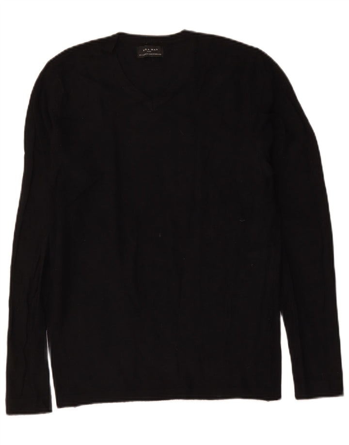Zara Herren-Pullover mit V-Ausschnitt, Größe S, Schwarz