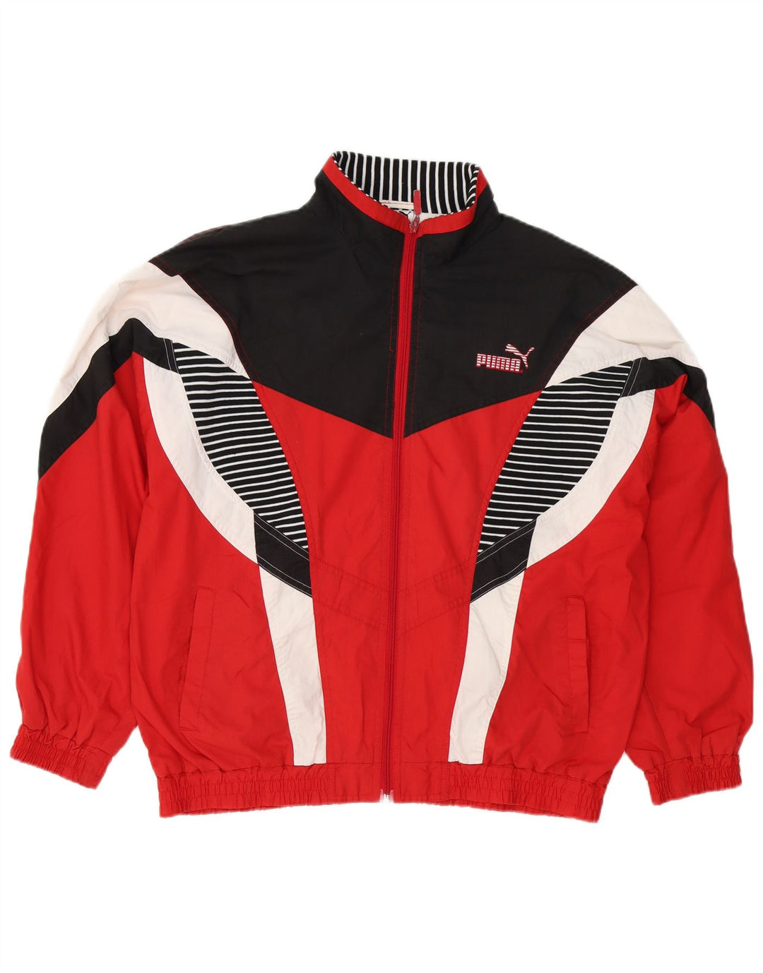 Puma Herren-Trainingsanzug-Top-Jacke aus mittelrotem Colourblock-Polyester