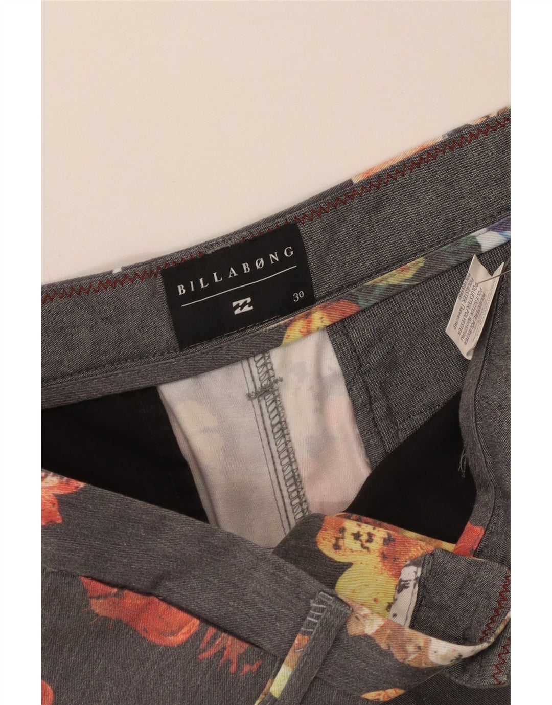 Billabong Herren Chino-Shorts W30 Mittelgraues geblümtes Polyester