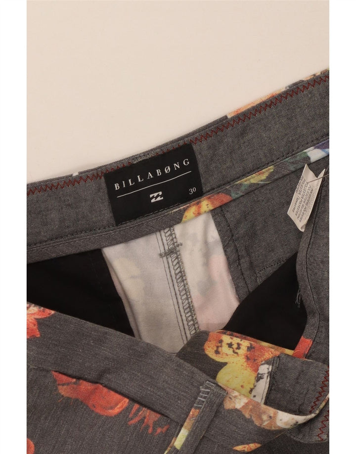 Billabong Herren Chino-Shorts W30 Mittelgraues geblümtes Polyester