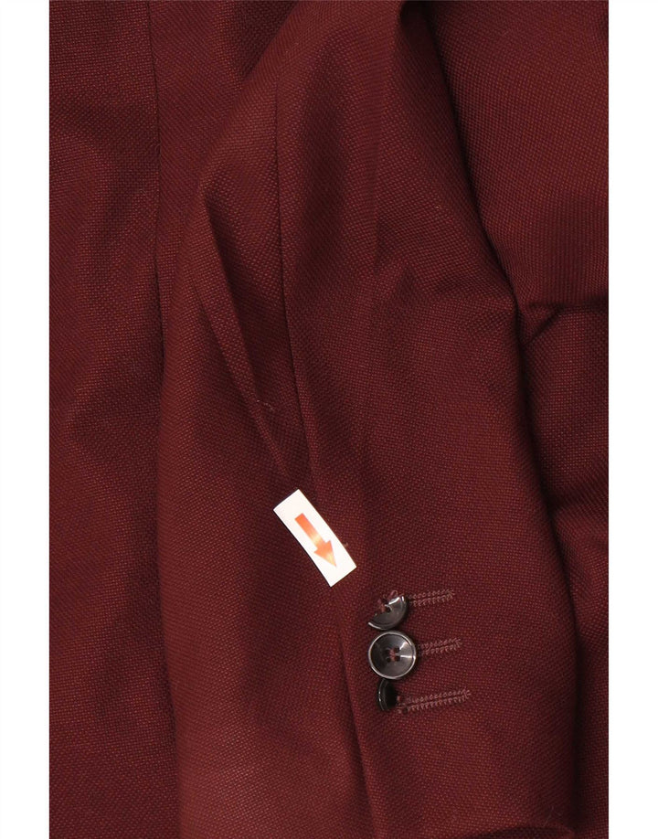 Zara Herren-Blazer mit 1 Knopf, EU 54, XL, Burgunderrot, Polyester