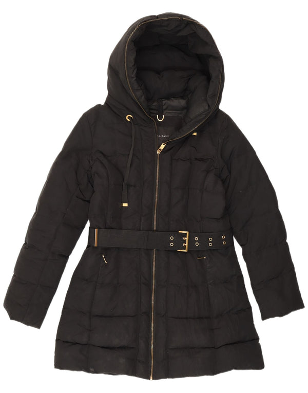 Zara Damen-Jacke mit Kapuze, gepolstert, UK 16, Größe L, Schwarz, Polyester