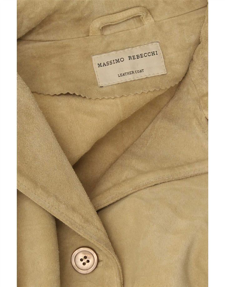 Massimo Rebecchi Damen 4-Knopf-Wildleder-Blazerjacke UK 14 Mittelbeige