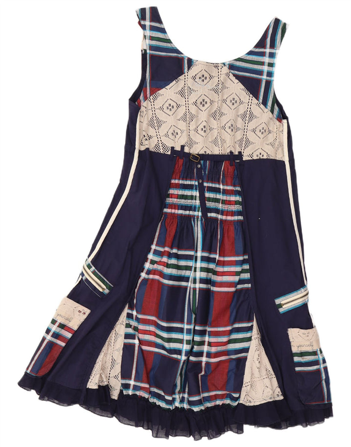 DESIGUAL Grafisches A-Linien-Kleid für Damen, EU 40, mittleres Marineblau, Patchwork