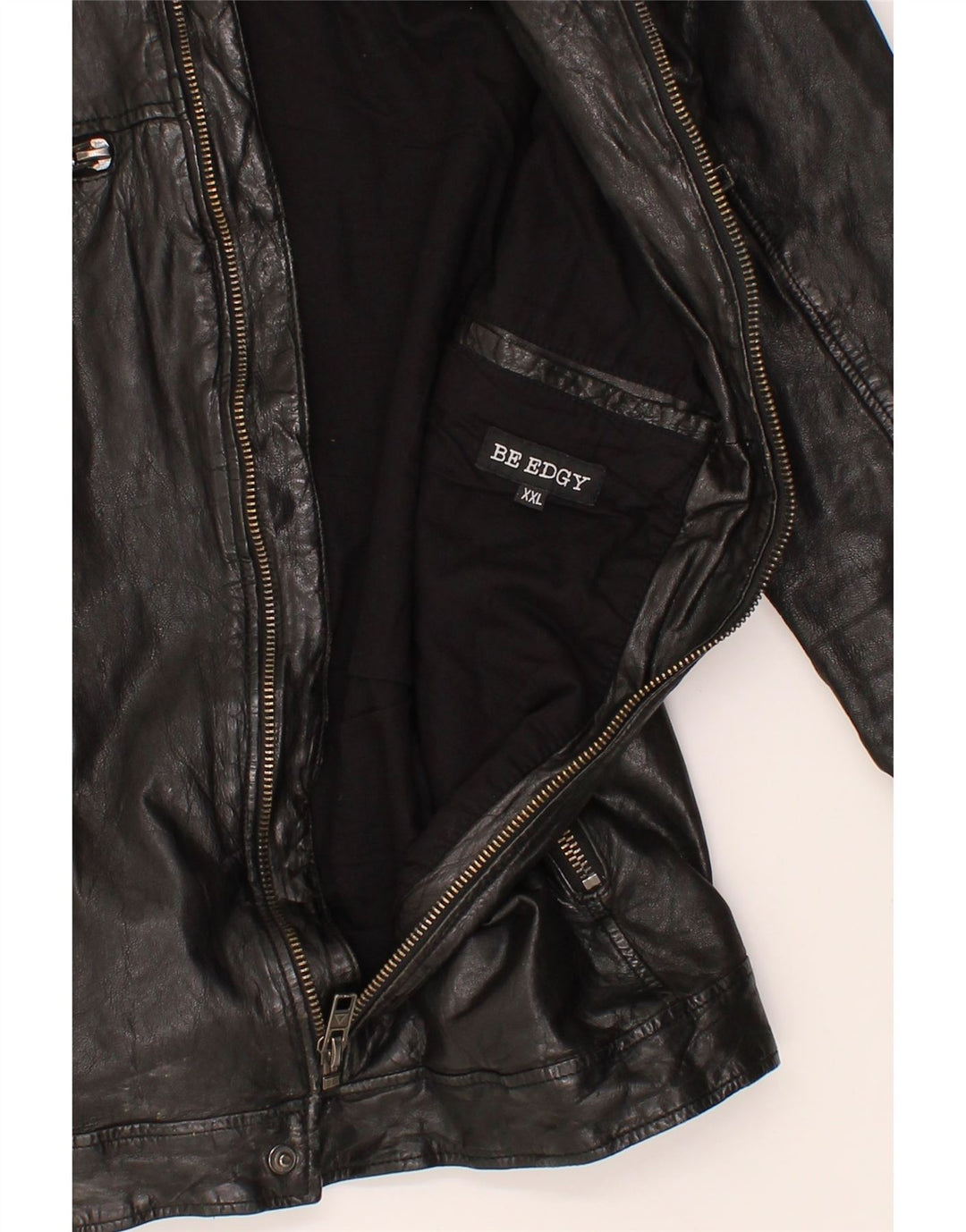 BE EDGY Womens Bomber Leather Jacket UK 20 2XL Black Sheepskin Vintage Be Edgy and Second-Hand Be Edgy from Messina Hembry 