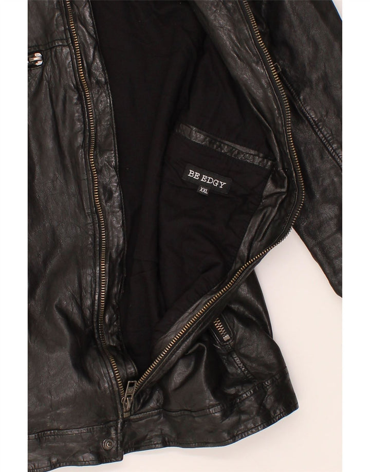 BE EDGY Womens Bomber Leather Jacket UK 20 2XL Black Sheepskin Vintage Be Edgy and Second-Hand Be Edgy from Messina Hembry 