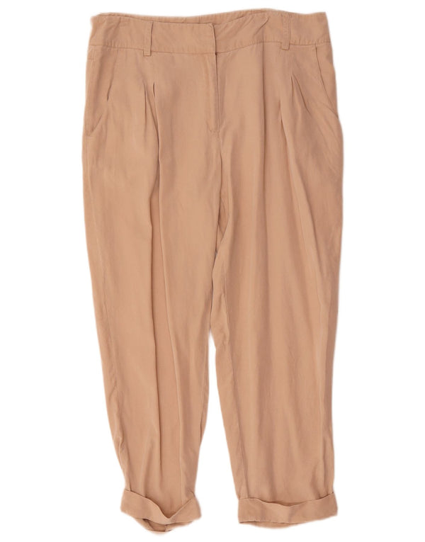 MINT VELVET Kurz geschnittene Damenhose mit hoher Taille, UK 14, Größe L W34 L24, Beige