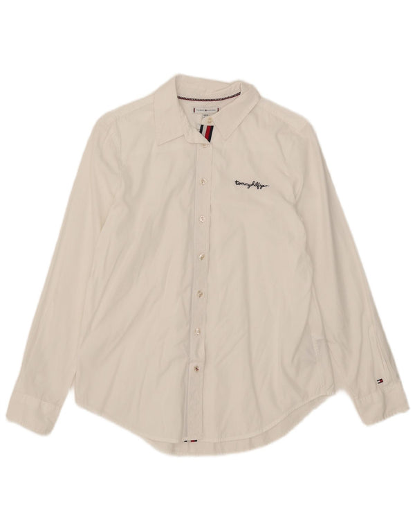 Tommy Hilfiger Damen Relaxed Fit Hemd UK 10 Small Weiße Baumwolle