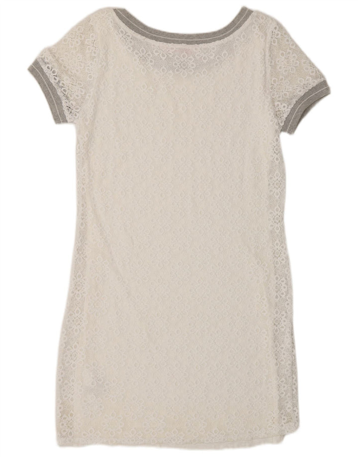 Desigual Damen Etuikleid UK 14 Mittelweißes, geblümtes Polyamid
