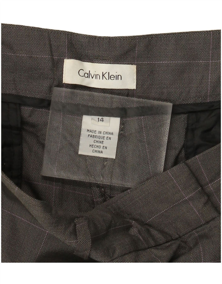 Calvin Klein Damen gerade Anzughose US 14 XL W36 L30 grau karierte Wolle