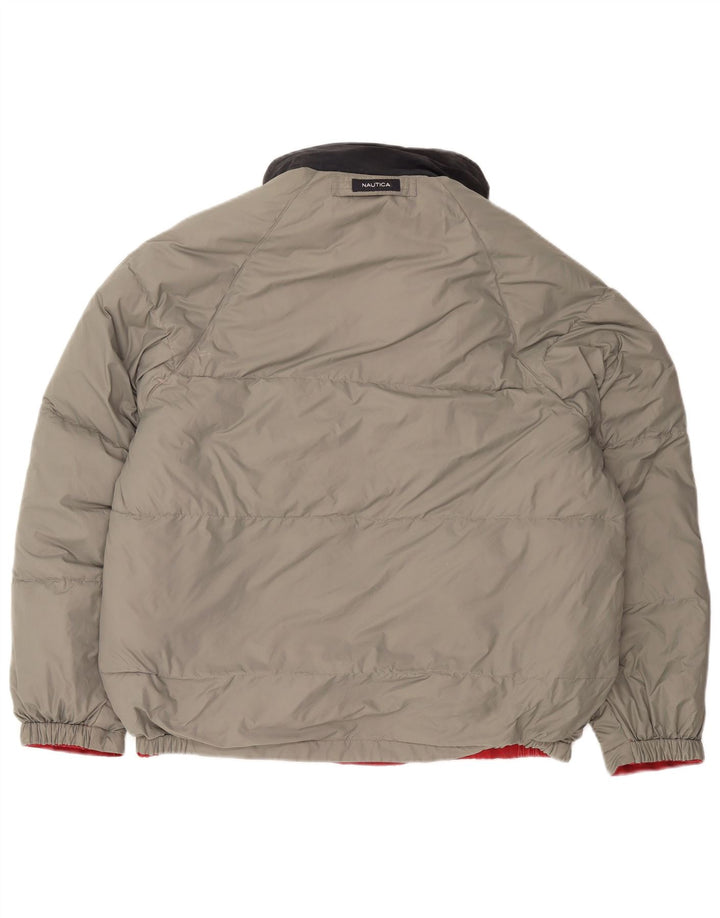 NAUTICA Herren-Jacke, wattiert, wendbar, mit Kapuze, UK 40, Größe L, Rot, Farbblock