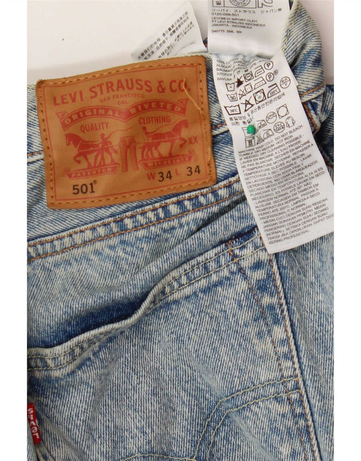 Levi's Herren 501 Distressed Straight Jeans W34 L34 Blaue Baumwolle