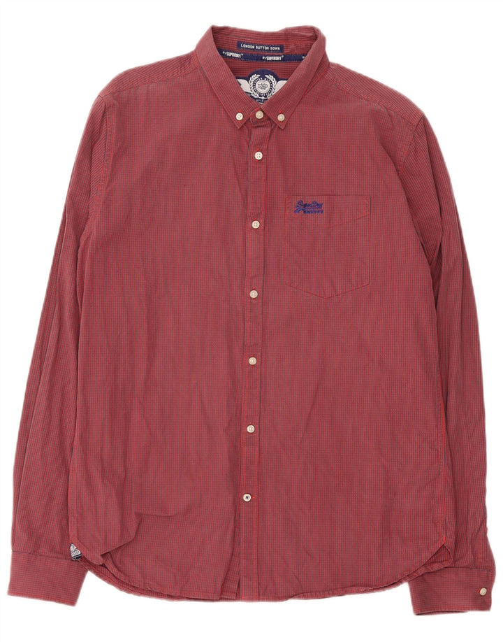 Superdry Herren-Hemd XL, rot kariert, Baumwolle
