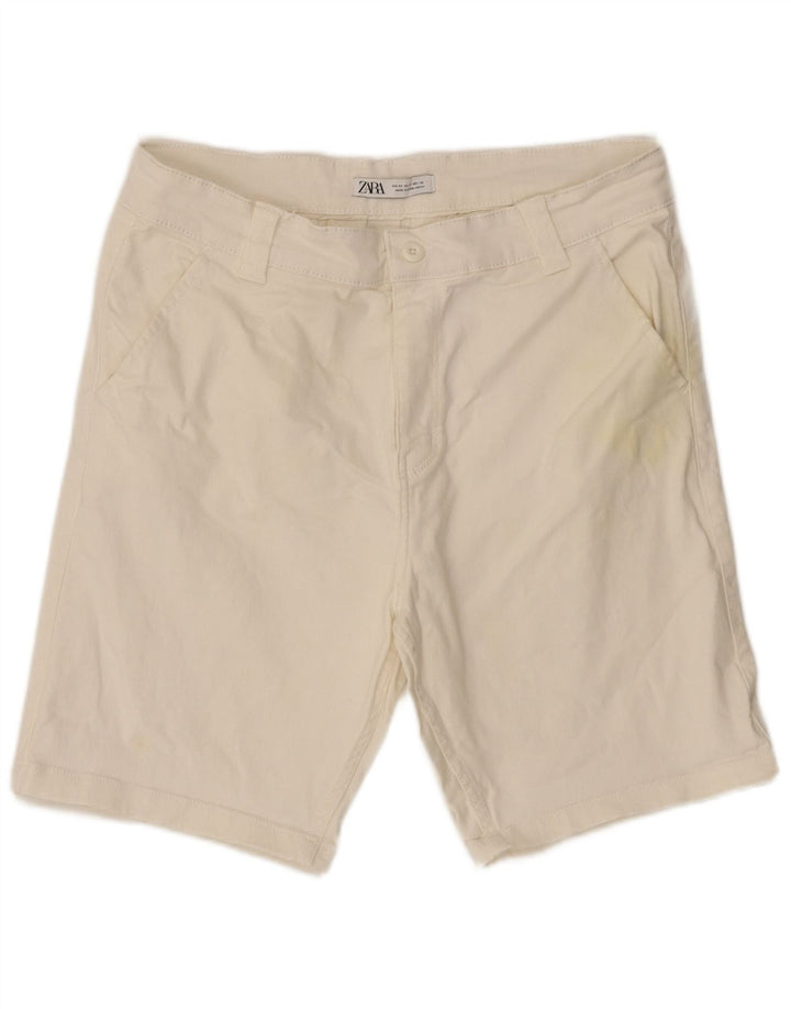 Zara Herren Chinoshorts EU 42 Large W32 Weiße Baumwolle