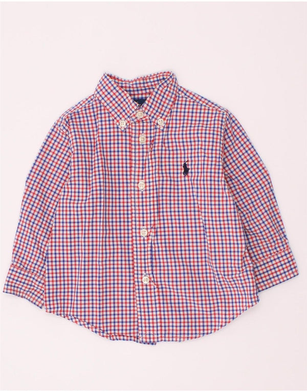 Ralph Lauren Baby-Jungen-Hemd, 9–12 Monate, rotes Gingham-Baumwolle