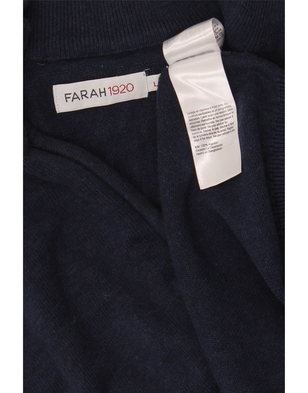 Farah Herren-Pullover mit Reißverschluss am Hals, groß, marineblaue Baumwolle