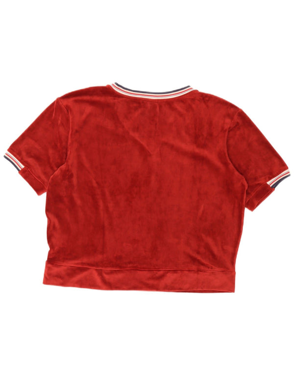 Benetton Damen-Blusenoberteil aus übergroßem Crop-Velours, Gr. 40, Größe L, Burgunderrot