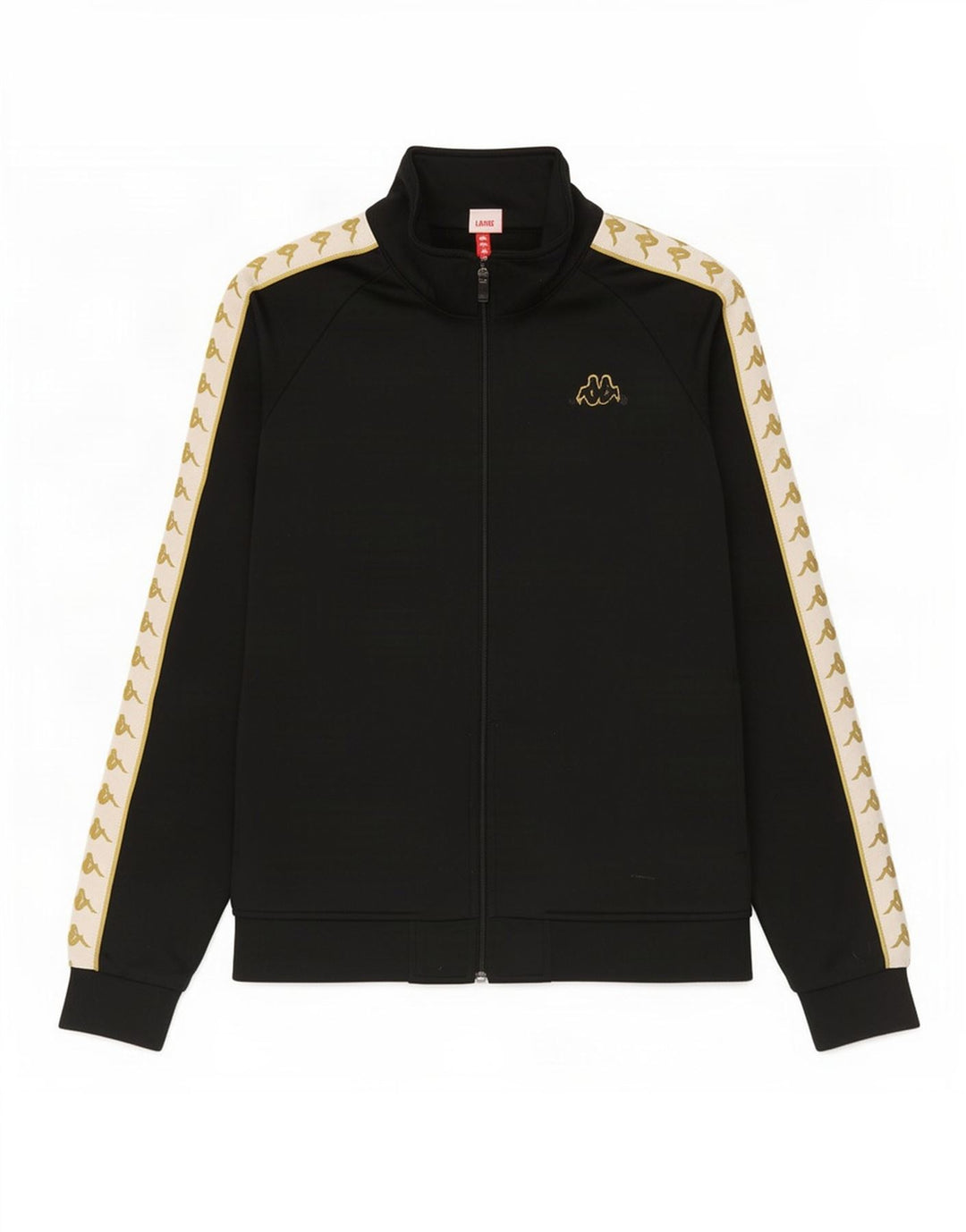 Kappa Herren-Trainingsanzugoberteil mit Grafik, groß, schwarzes Farbblock-Polyester